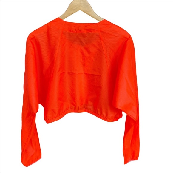 Athleta Neon Orange Front-Zip Crop Windbreaker - Picture 2 of 6